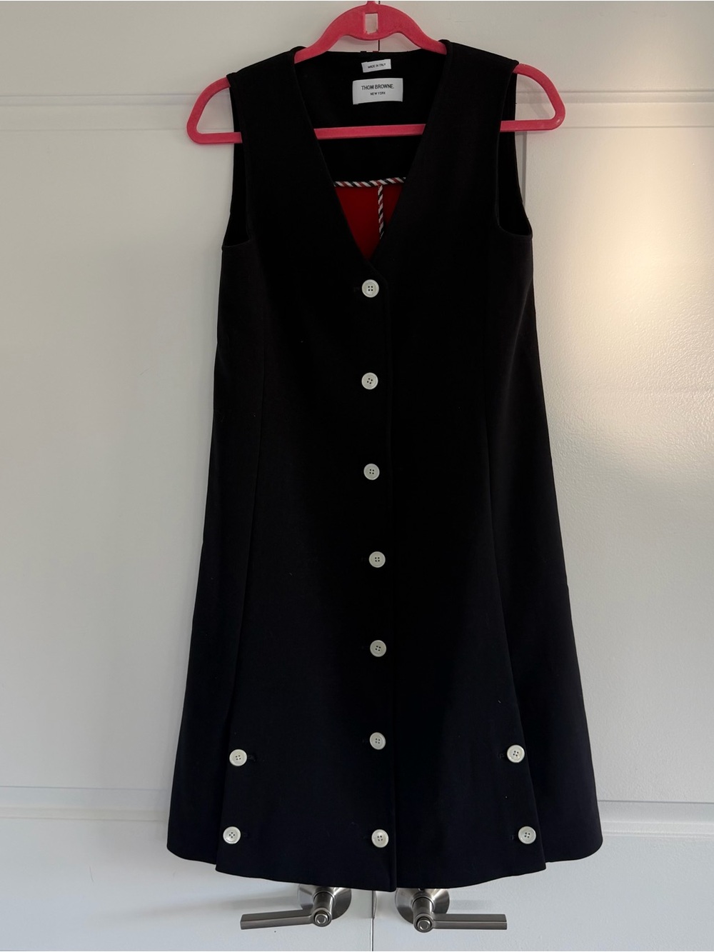 Thom Browne Black Sleeveless Button Front Jumper Dress- Size 42- Medium/Large